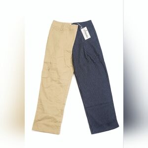 Nwt Choosy Women’s Cargo Pants Size 0 NWT | Two-Tone Khaki & Pinstripe Utility P